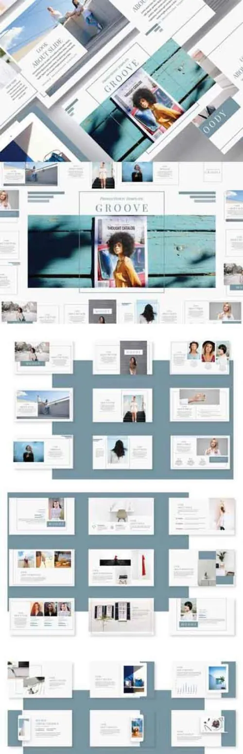 现代时尚品牌展示的PPT模板下载 Groove Powerpoint