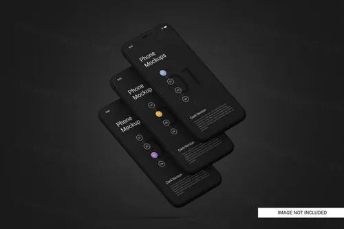 黑色手机白模APP设计提案UI贴图界面展示样机模板 Black mobile phone screen mockup