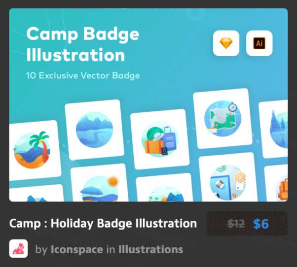 极简假日徽章插图Camp Holiday Badge Illustra