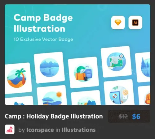 极简假日徽章插图Camp Holiday Badge Illustra