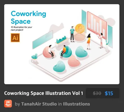 协同工作空间说明Coworking Space Illustratio