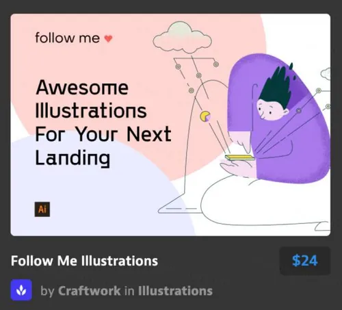 电子商务网站搭建场景插画网站Follow Me Illustratio