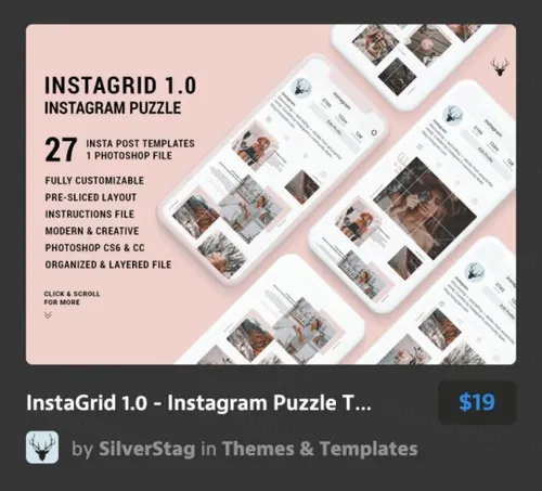 社交APP应用概念UI设计拼图模板InstaGrid 1.0 - In