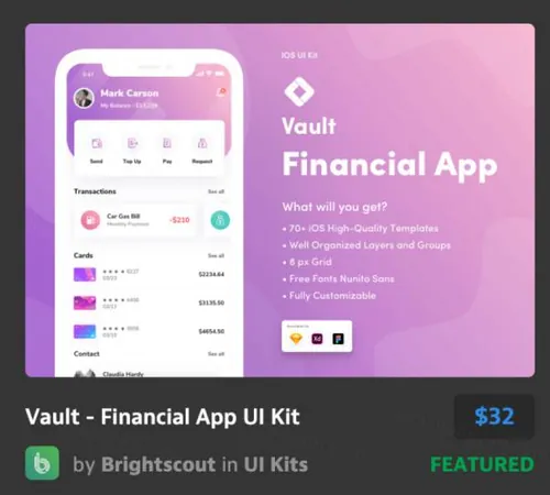 金融应用程序用户界面工具包Vault - Financial App