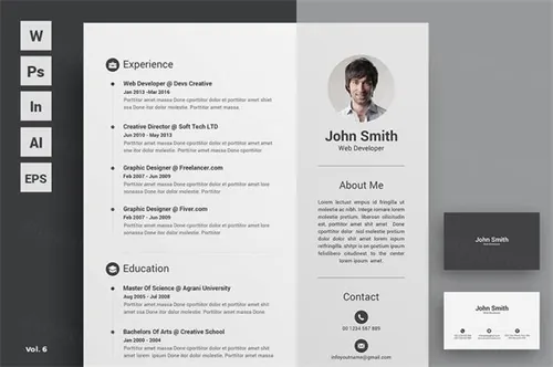 优雅简约的商务简历名片多格式通用模板素材 Resume/CV