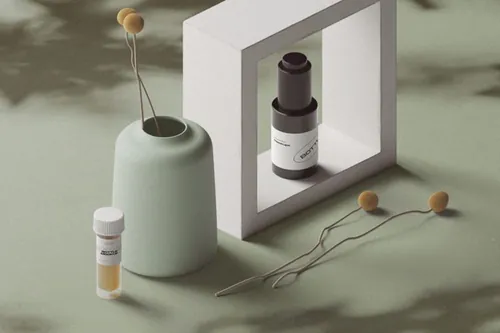 精油化妆品包装设计场景提案样机模板 Cosmetic Bottle Mockups Shadow Overlay