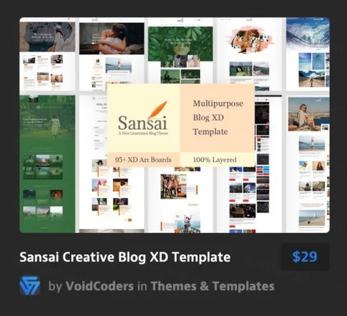 三赛创意博客XD模板Creative Blog XD Template