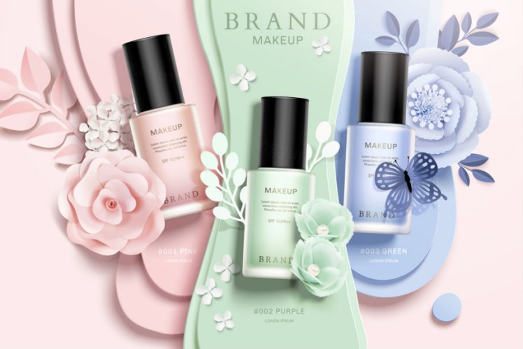 粉底乳液浪漫剪纸风格玫瑰矢量海报5