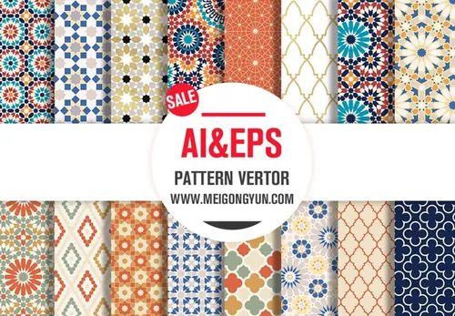 复古装饰摩洛哥矢量花纹图案 Pattern Vertor