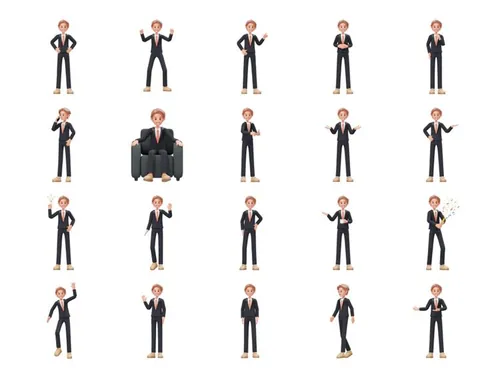 20个三维渲染高质量职场男性3D人物角色插画素材 Caree