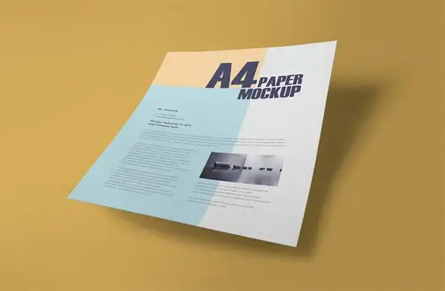 A4纸模型PSD贴图模板Textured A4 Paper Mockup PSD 样机模版