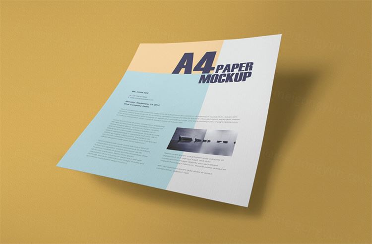 A4纸模型PSD贴图模板Textured A4 Paper Mockup PSD