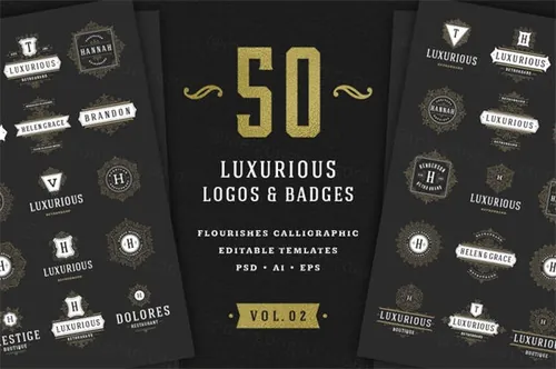 装饰logo设计模板 50 Ornament logos  badges