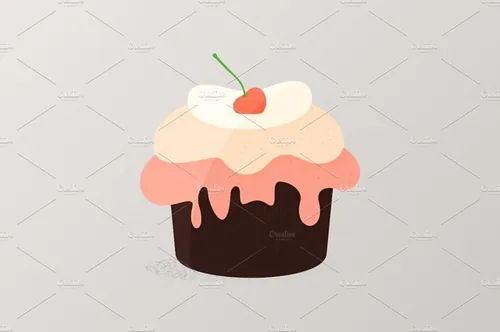 手绘蛋糕矢量插图Cupcake2