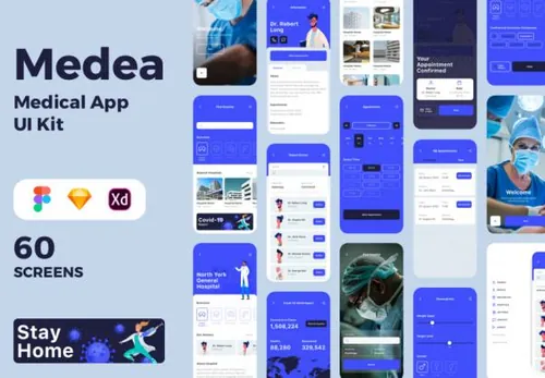医院医疗看病预约移动APP界面设计素材 Medea Medical A