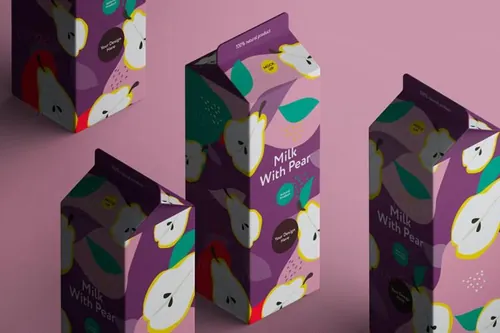 水果牛奶果汁饮料品牌包装设计样机PSD模板 Isometri