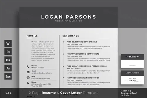 优雅简约的商务简历名片多格式通用模板素材 Resume/CV