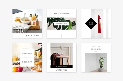 30个专业的时尚Instagram社交媒体banner设计模板Waterfall Instagram Pack - CM