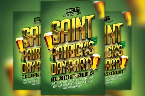 圣帕特里克节传单模板 St. Patricks Day Typo Flyer Template