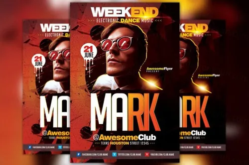 10电子音乐舞蹈海报制作模板 Electro Dance Music DJ Flyer