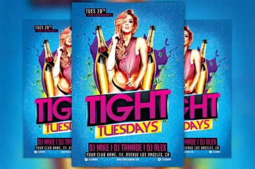 人物聚会海报制作模板 Tight Tuesdays Flyer Template