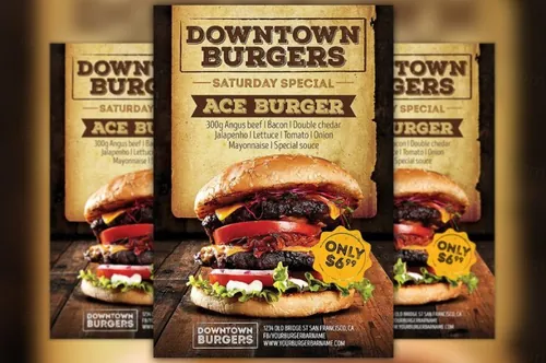 汉堡特别宣传单模板 Hamburger Special Flyer Template