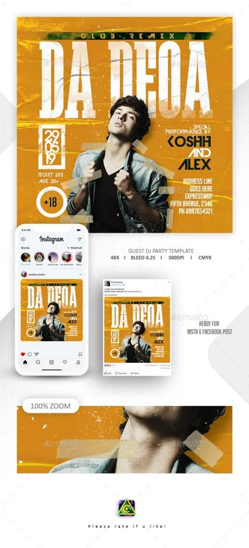 DJ音乐派对传单模板Dj Tour Flyer Template