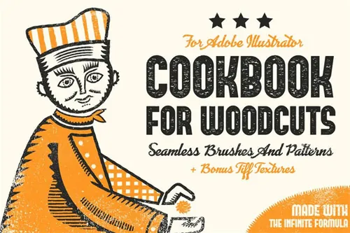 肌理笔刷下载 Cookbook for Woodcuts Brushe