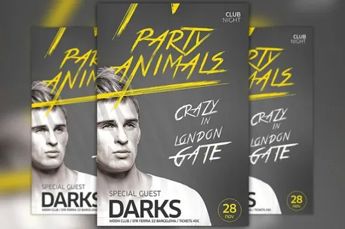 俱乐部派对传单模板 Party Animals Club Flyer Template