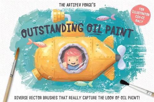 创意矢量油画颜料笔刷套装OUTSTANDING OIL PAINT B