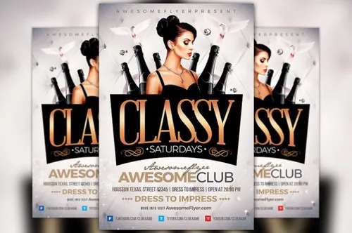 晚会酒会海报设计模板 Classy Saturdays Flyer Template
