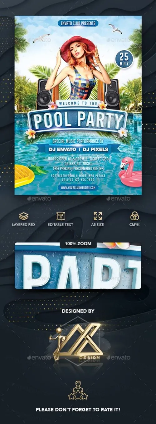 激情夏日泳池派对传单 Pool Party