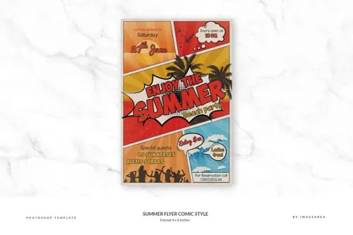 夏季海报制作插画模板 Summer Flyer Comic Style