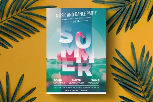 时尚高端优雅夏日夏天聚会派对party宣传单summer-party-flyer -