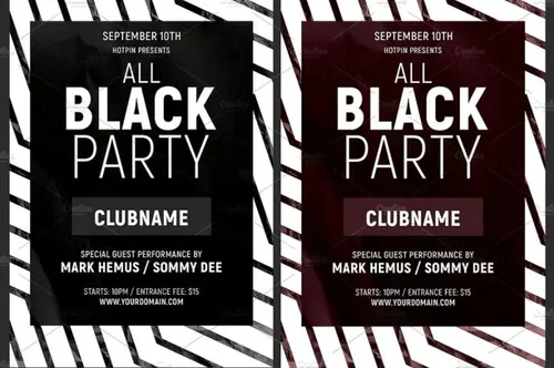 创意黑白派对传单模板 All Black Party Flyer Template