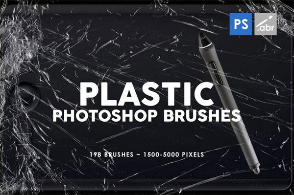 原画必备的各种塑料破碎材质肌理PS笔刷Plastic Photosho