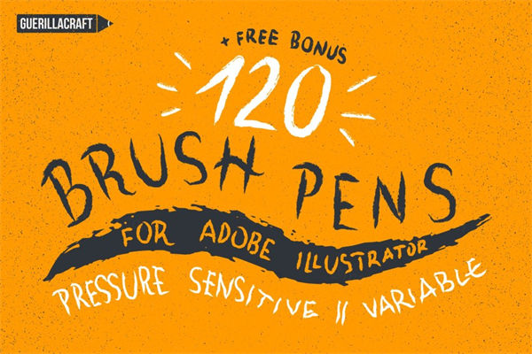 手绘画笔AI笔刷 120Brush Pens for Adobe Il