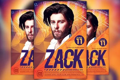 DJ音乐派对传单模板 DJ Zack Party Flyer Template
