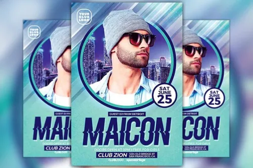 DJ音乐海报制作模板 DJ Maicon Party Flyer Template