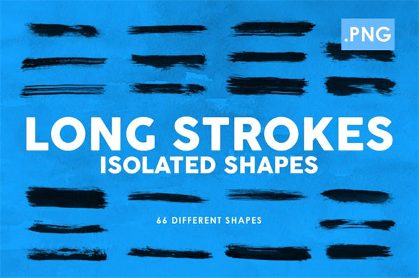 笔画中国风墨水形状笔刷底纹纹理集合long-strokes-png-i