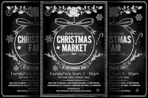 简单圣诞节活动宣传海报 Vintage Christmas Event Flyer