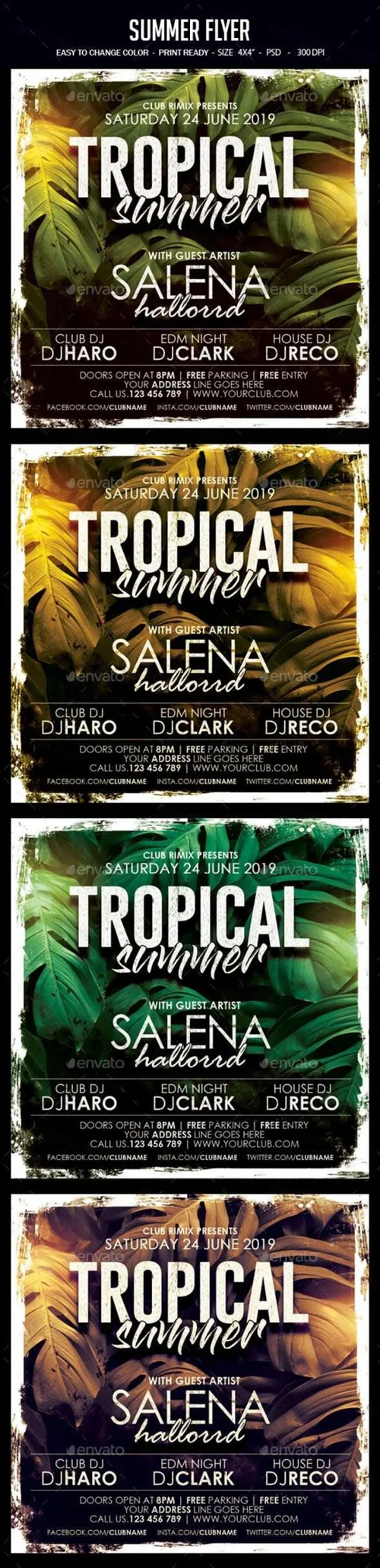 夏季激情音乐派对海报传单模板