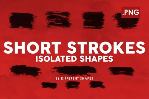 毛笔字笔刷图案集合 short-strokes-png-ink-sha