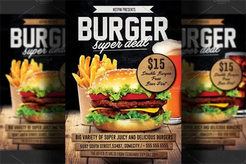 汉堡促销海报模板 Burger Promotion Flyer Template