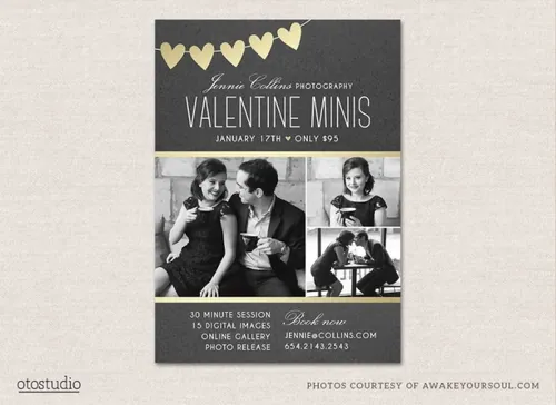 迷人的情人节海报设计模板 Valentines Mini Session Template 90207