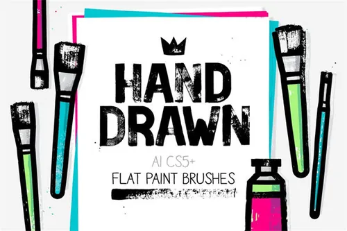 肌理笔刷下载 AI flat paint brushes