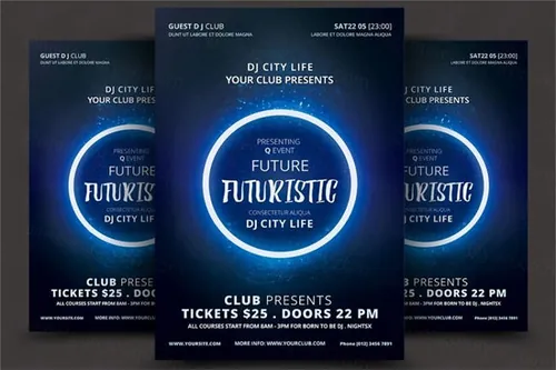 未来风格宣传海报模板 Futuristic Flyer
