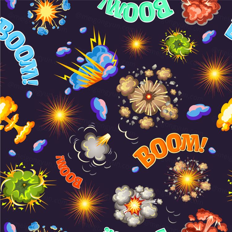漫画boom装饰卡通游戏爆炸效果EPS矢量设计元素合辑