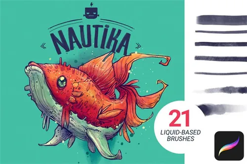 数码水彩插画笔刷 Nautika – Brush Pack for P