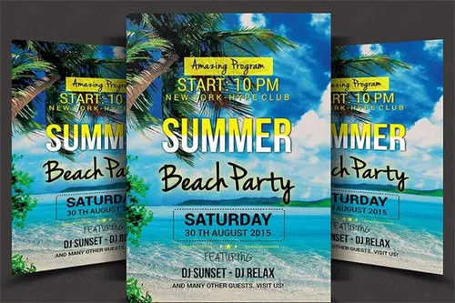 夏天海滩宣传海报模板 SUMMER BEACH Flyer Template